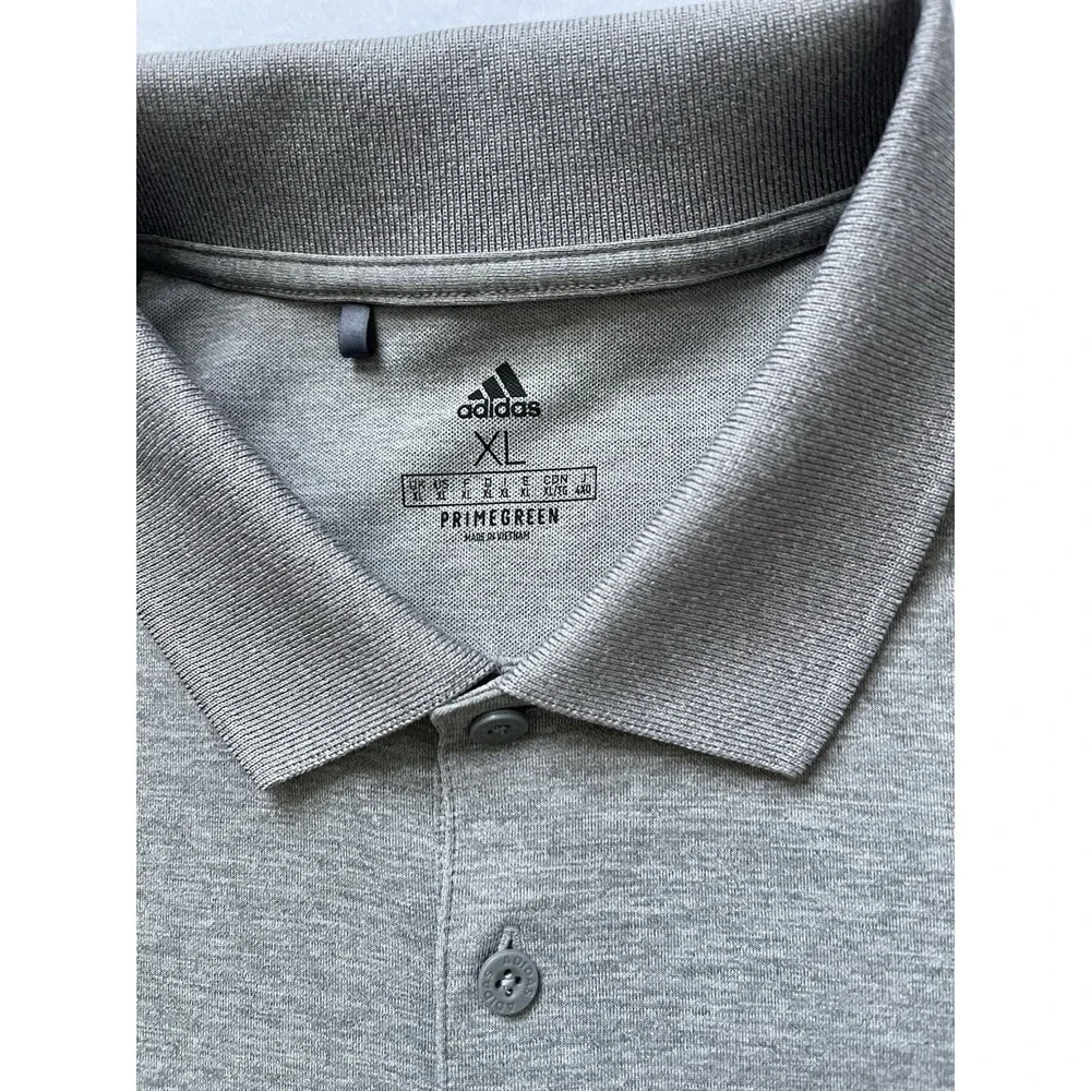 Adidas,Men's Gray Short Sleeve,Stretch/Comfort Performance,Polo Shirt,Size XL